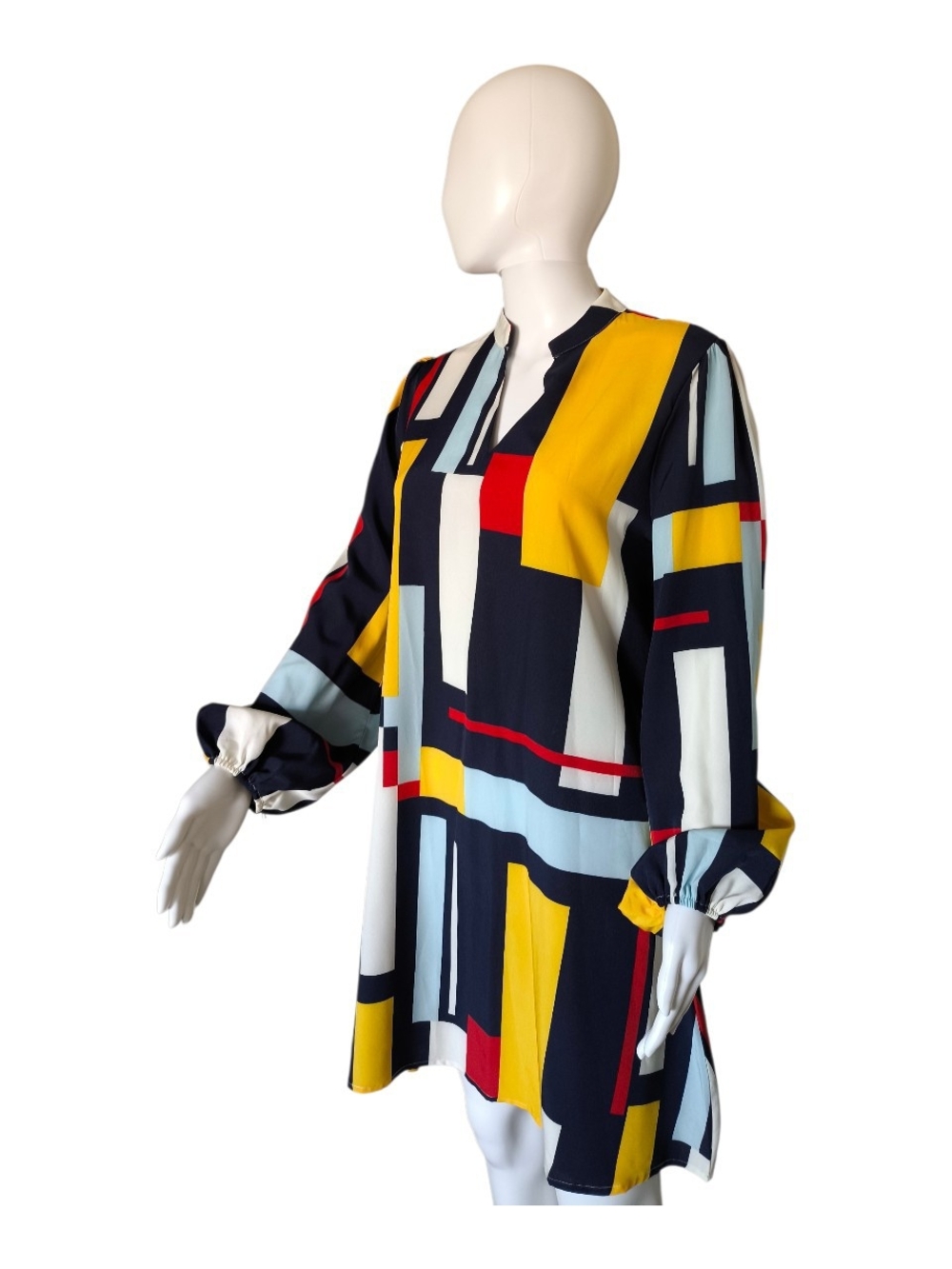 Abstract Geometric Tunic Dress Color Block Bauhaus Mondrian Style